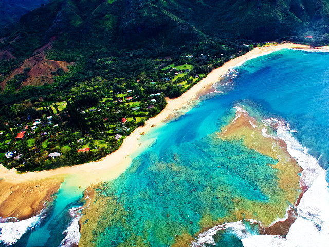 Beach tropical island plane window free wallpaper for desktop - medium preview image