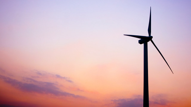 Wind turbine silhouette sunset sky free wallpaper for desktop - medium preview image