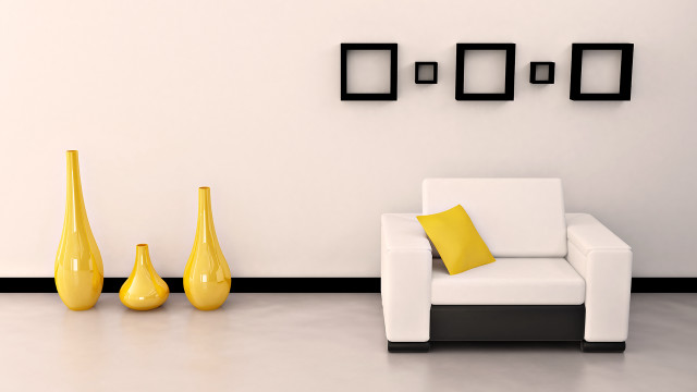 White chair yellow vases room #2 free wallpaper for desktop - medium preview image