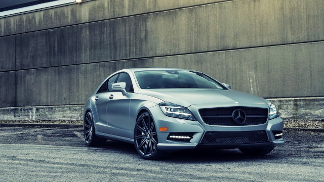 Silver mercedes cls concrete wall free wallpaper for desktop - medium preview image