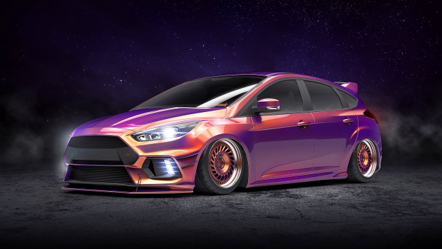 Purple orange car stars night free wallpaper for desktop - medium preview image