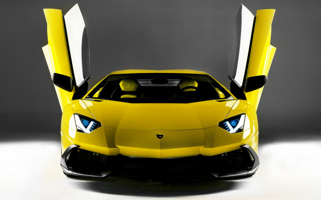 Yellow sports car doors hood free wallpaper for desktop - medium preview image