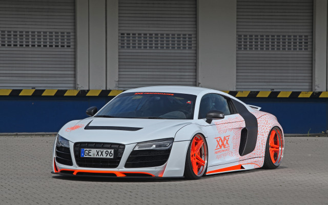 White car orange rims blue free wallpaper for desktop - medium preview image