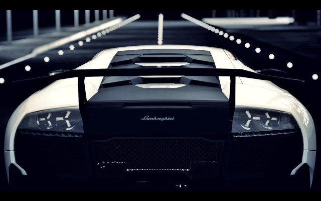 White black sports car night free wallpaper for desktop - medium preview image