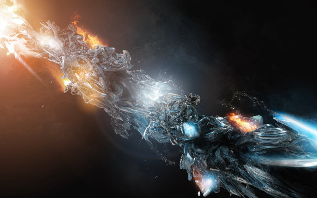 Futuristic robot fire smoke explosion free wallpaper for desktop - medium preview image