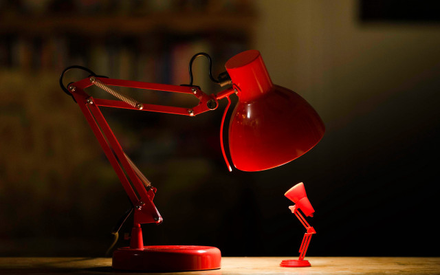 Red lamp table dark room free wallpaper for desktop - medium preview image