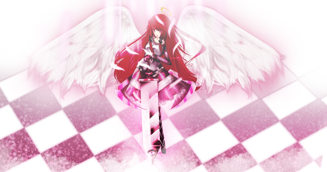 Girl wings sword checkered floor free wallpaper for desktop - medium preview image
