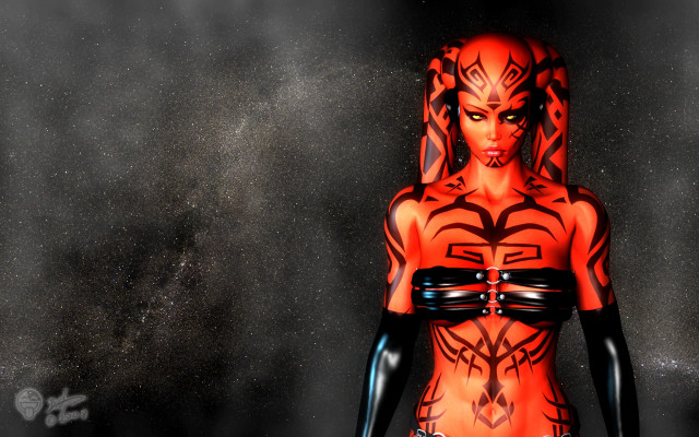 Woman red body black paint free wallpaper for desktop - medium preview image