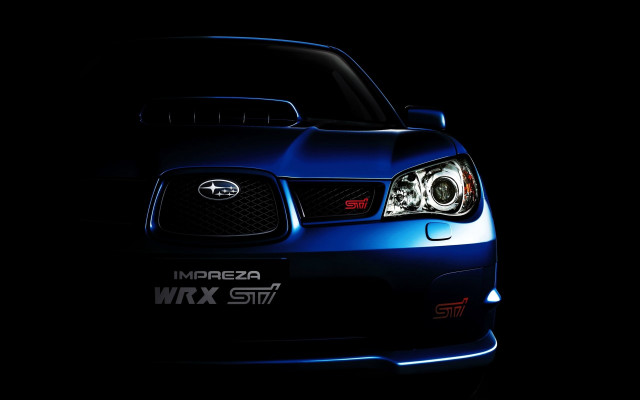 Blue car dark hood up free wallpaper for desktop - medium preview image
