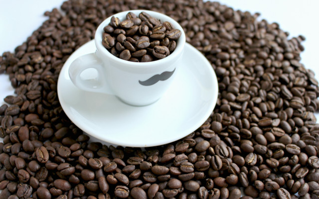 Coffee mustache saucer beans conceptual free wallpaper for desktop - medium preview image