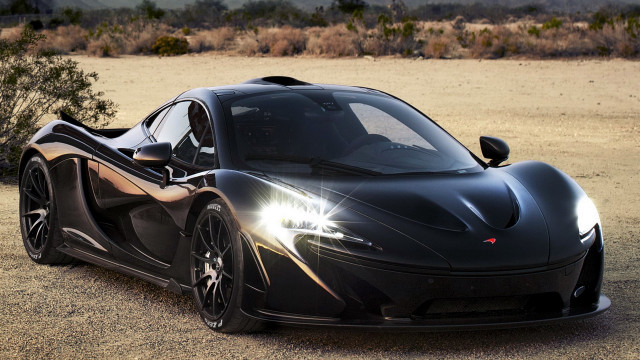 Black sports car desert background free wallpaper for desktop - medium preview image