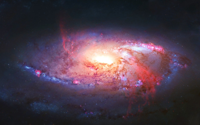 Spiral galaxy bright red center free wallpaper for desktop - medium preview image