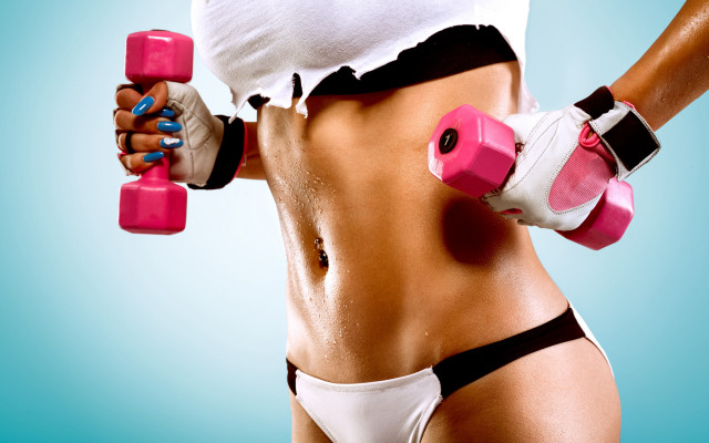 Woman bikini dumbbells anna katharina free wallpaper for desktop - medium preview image