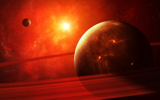 Red planet red ring star free wallpaper for desktop - medium preview image