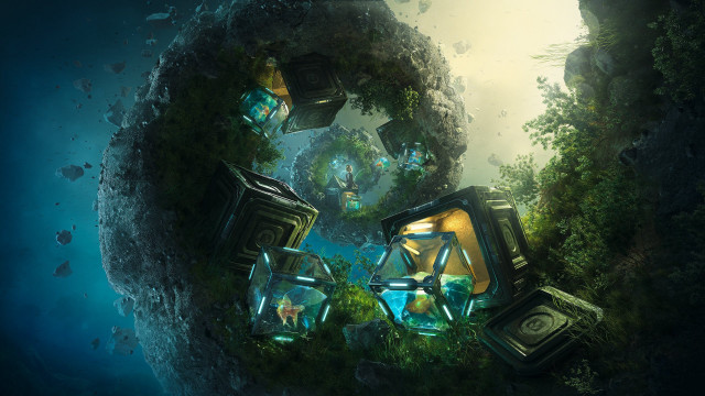 Futuristic landscape tree underwater ruins free wallpaper for desktop - medium preview image