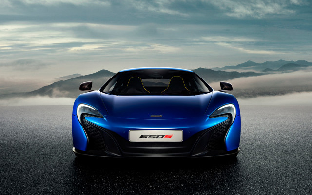 Blue sports car mountains fog free wallpaper for desktop - medium preview image