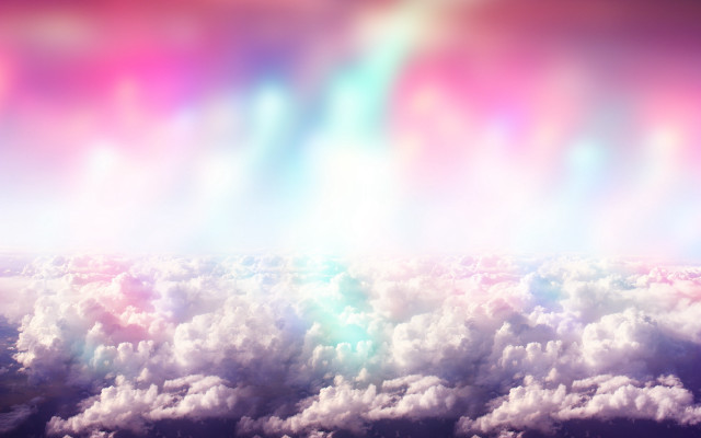 Holographic clouds rainbow sky mountain free wallpaper for desktop - medium preview image
