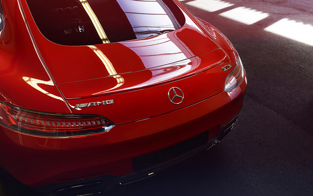 Red mercedes sports car parking free wallpaper for desktop - medium preview image