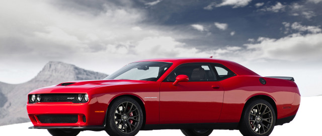 Red car snow mountains clouds free wallpaper for desktop - medium preview image