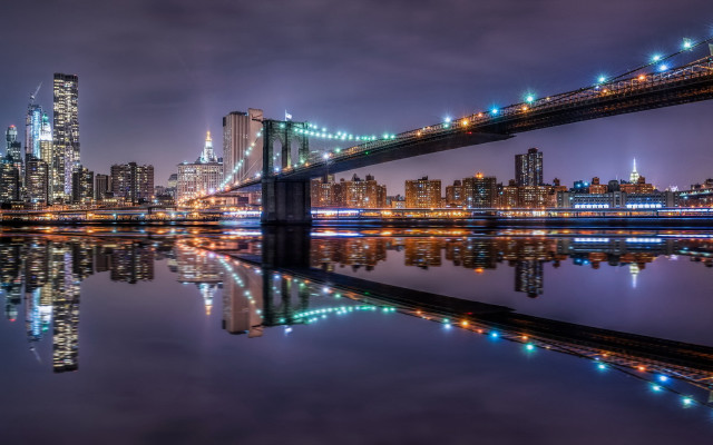 City skyline bridge river night #73 free wallpaper for desktop - medium preview image