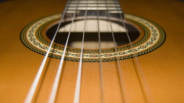 Guitar strings black white border free wallpaper for desktop - medium preview image