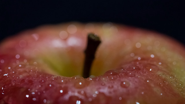 Red apple water droplets macro #2 free wallpaper for desktop - medium preview image