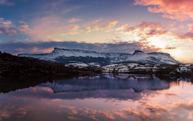 Mountain lake sunset clouds horizon #2 free wallpaper for desktop - medium preview image