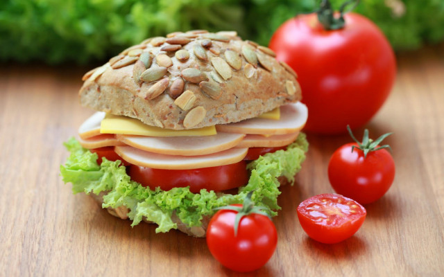 Ham cheese tomato lettuce food free wallpaper for desktop - medium preview image
