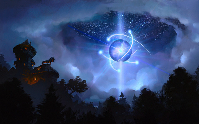 Star constellation moon fireworks aurora free wallpaper for desktop - medium preview image