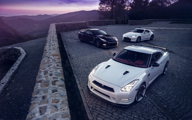 Three sports cars mountain sunset free wallpaper for desktop - medium preview image