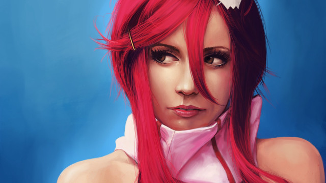 Red hair tiara digital painting free wallpaper for desktop - medium preview image