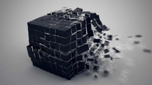Black cube broken glass deconstructivism free wallpaper for desktop - medium preview image