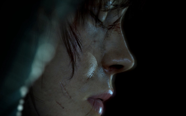 Woman blood knife dark photorealistic free wallpaper for desktop - medium preview image