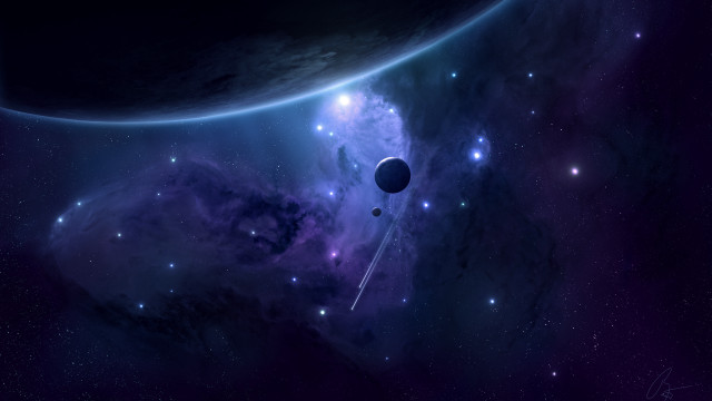 Space astronaut stars moon aurora free wallpaper for desktop - medium preview image