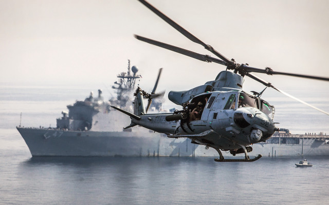 Helicopter boat ocean military puzzle free wallpaper for desktop - medium preview image