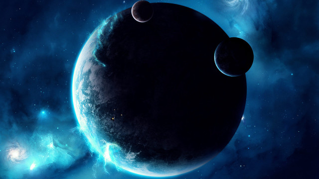 Blue planet background stars aurora free wallpaper for desktop - medium preview image