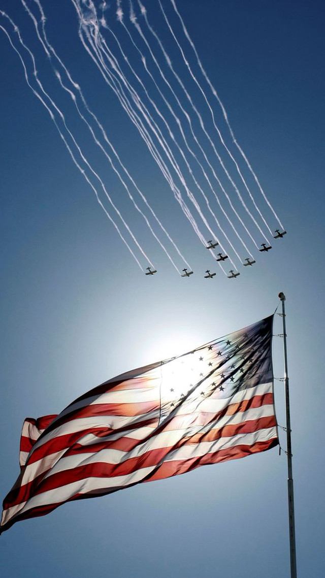 Flag jets flying sky pole free wallpaper for mobile - medium preview image