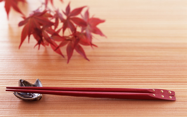 Red chopsticks wooden table autumn free wallpaper for desktop - medium preview image