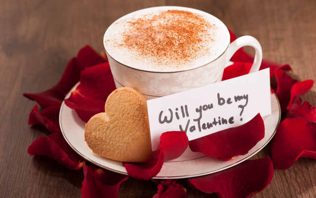 Hot chocolate heart cookie romantic free wallpaper for desktop - medium preview image