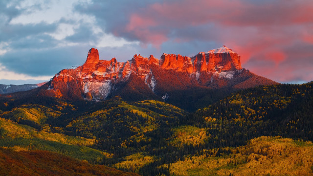Mountain range red sky clouds #4 free wallpaper for desktop - medium preview image