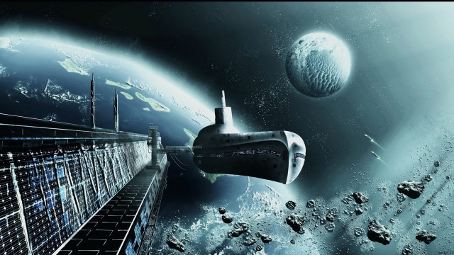 Space station planet ship aurora free wallpaper for desktop - medium preview image