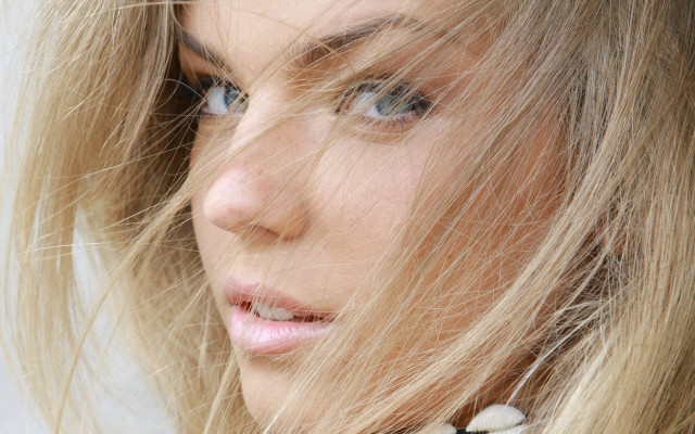 Woman blonde white shirt tie free wallpaper for desktop - medium preview image