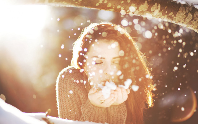 Woman blowing nose snow florianne free wallpaper for desktop - medium preview image