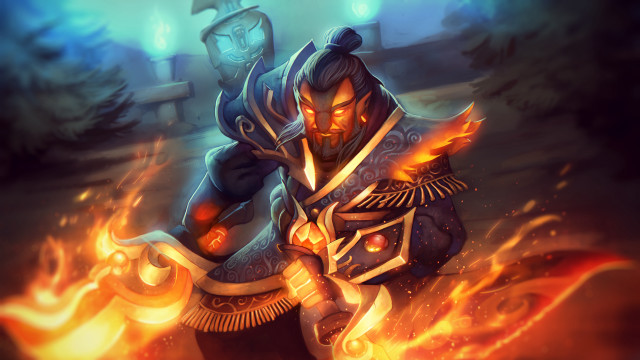 Demon warrior fire sword arcane free wallpaper for desktop - medium preview image