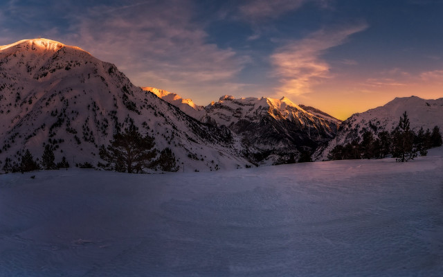 Snowy mountain range cloudy sunset #2 free wallpaper for desktop - medium preview image