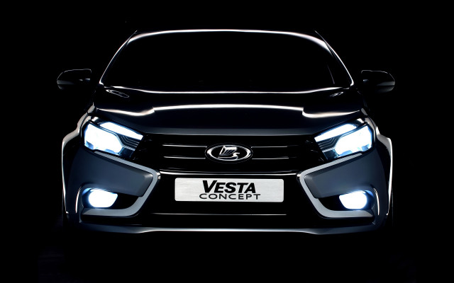 Black car white license headlights free wallpaper for desktop - medium preview image