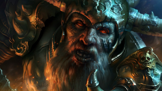 Demon beard fire battle blue free wallpaper for desktop - medium preview image