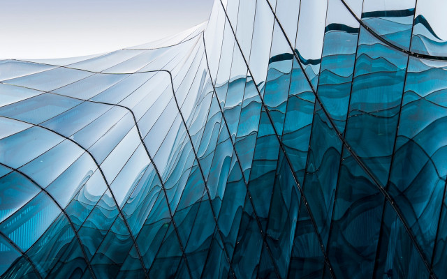 Glass facade clock geometric abstract free wallpaper for desktop - medium preview image