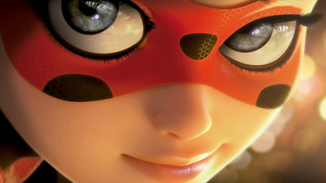 Girl red mask eyes dots free wallpaper for desktop - medium preview image