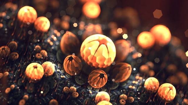 Balls lights fireworks moon orange free wallpaper for desktop - medium preview image